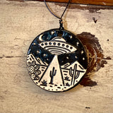 UFO Ceramic Ornament by Crooked Tree Ceramics