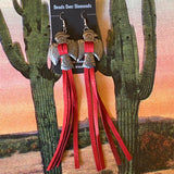 Concho and Leather Earrings by Beads Over Diamonds