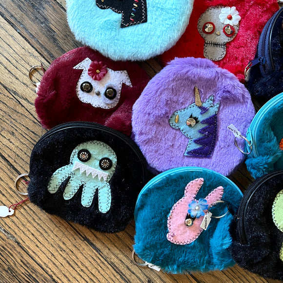 Fuzzy Coin Purses by Monster Booty Threads