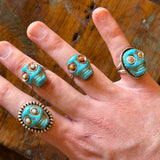 Turquoise Skull Rings by Honeycomb Organics