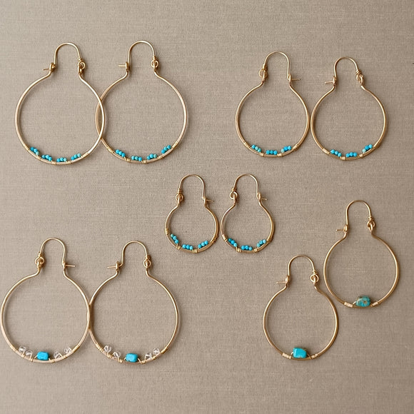 Turquoise and Gold Hoops by Cactus Bloom Design