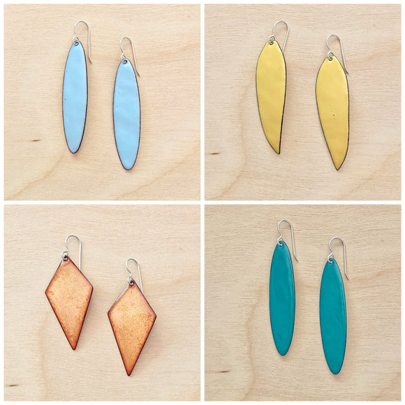 Enameled One-Piece Earrings by Little Toro Designs