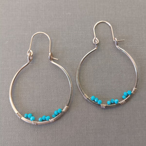 Turquoise and Gold Hoops by Cactus Bloom Design