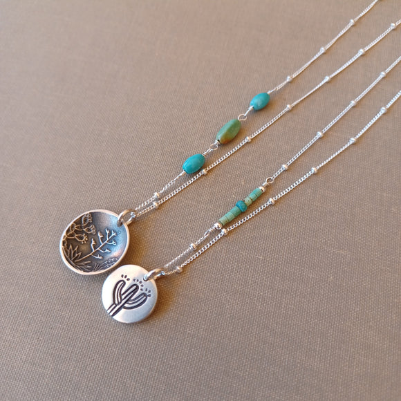 Turquoise & Silver Pendants by Cactus Bloom Design