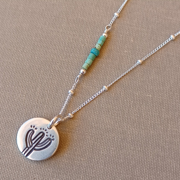 Turquoise & Silver Pendants by Cactus Bloom Design