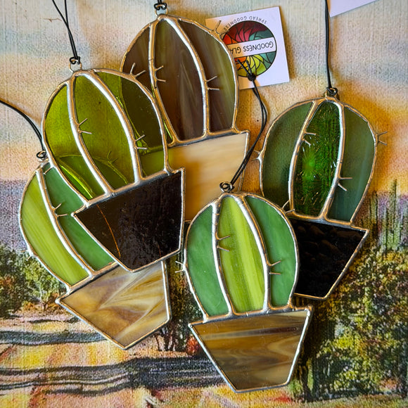 Stained Glass Barrel Cactus Sun-Catchers by Goodness Glass