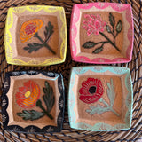 Square Floral Sgraffito Dishes by Tough Kitty Designs