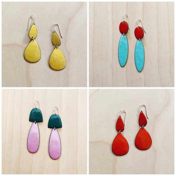 Enameled Two-Piece Earrings by Little Toro Designs
