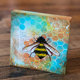 Bee Paintings with Vintage Paper by Susan Marvin