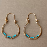 Turquoise and Gold Hoops by Cactus Bloom Design