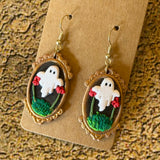 Handmade Haunted Painting Earrings by Gemstone Jackalope