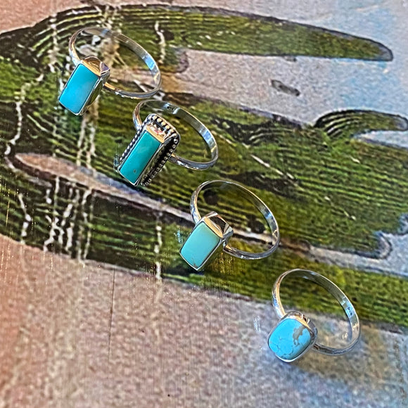 Rectangle Turquoise Rings by Forged Silver Dust
