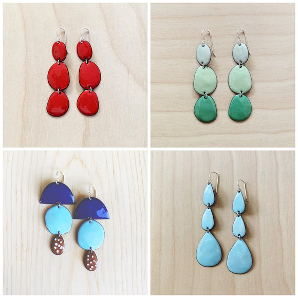 Enameled Three-Piece Earrings by Little Toro Designs*