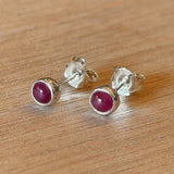 Gemstone Stud Earrings by Forged Silver Dust