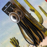 Concho and Leather Earrings by Beads Over Diamonds