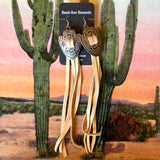 Concho and Leather Earrings by Beads Over Diamonds