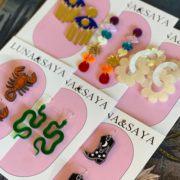 Acrylic and Polymer Earrings by Luna and Saya