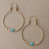 Turquoise and Gold Hoops by Cactus Bloom Design