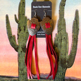 Concho and Leather Earrings by Beads Over Diamonds