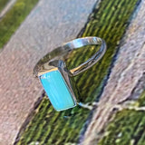 Rectangle Turquoise Rings by Forged Silver Dust