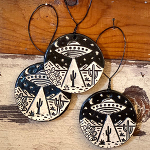 UFO Ceramic Ornament by Crooked Tree Ceramics