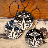 UFO Ceramic Ornament by Crooked Tree Ceramics