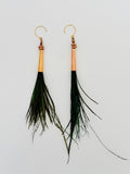 Natural Feather & Leather Earrings by Drifting Venus