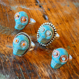 Turquoise Skull Rings by Honeycomb Organics