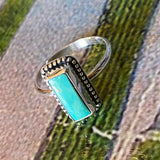 Rectangle Turquoise Rings by Forged Silver Dust