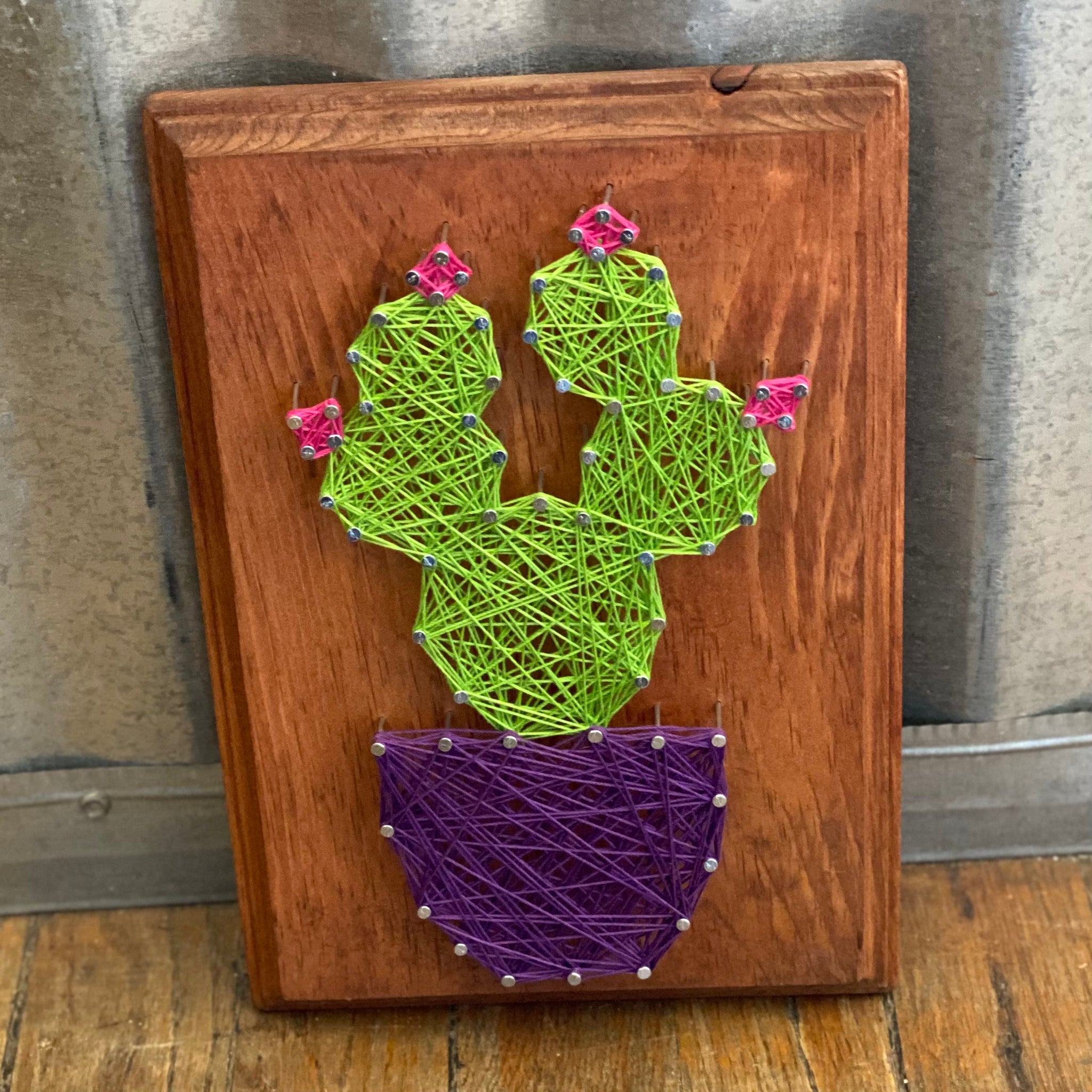 succulent string art 7x9 Cactus String Art by String & Stencil – Pop Cycle Tucson