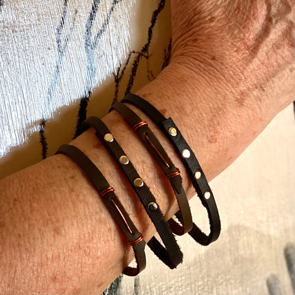 Leather Slip-On Bracelets by Misa Gonzales
