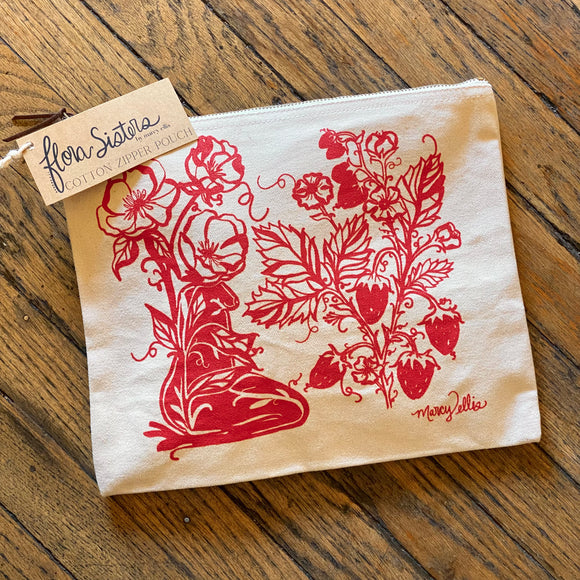 Flora Sisters Zipper Pouch by Marcy Ellis