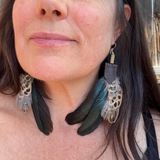 Natural Feather & Leather Earrings by Drifting Venus