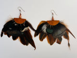 Natural Feather & Leather Earrings by Drifting Venus