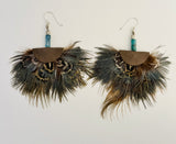 Natural Feather & Leather Earrings by Drifting Venus