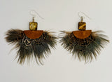 Natural Feather & Leather Earrings by Drifting Venus