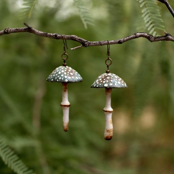 Lightweight Wool Mushroom Earrings by Bobbi Solum