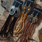 Concho and Leather Earrings by Beads Over Diamonds