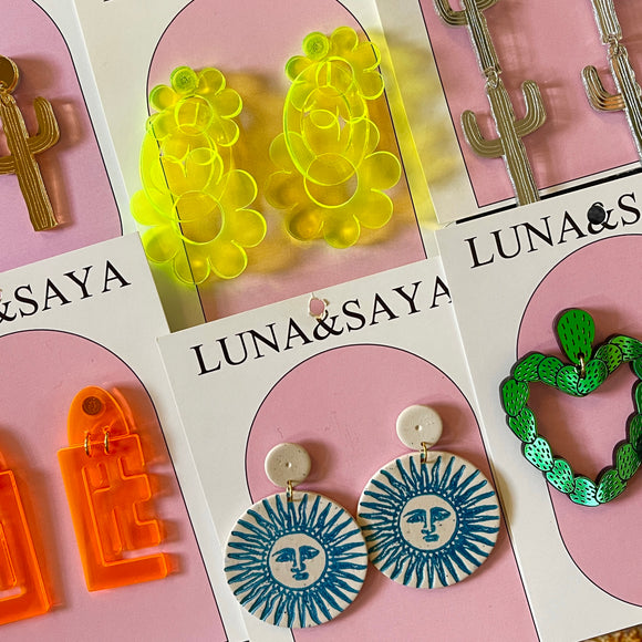 Acrylic and Polymer Earrings by Luna and Saya