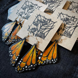 Hand Painted Leather Monarch Wing Earrings