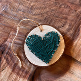 Heart Ornaments by String and Stencil