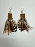 Natural Feather & Leather Earrings by Drifting Venus
