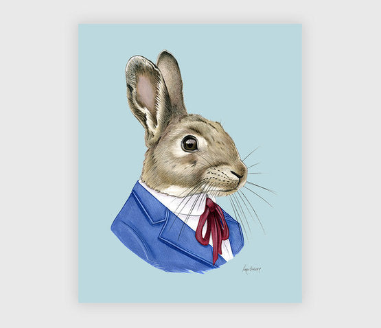 Dapper Rabbit Lithograph Dapper Animal Art Prints 5x7 – Pop Cycle Tucson