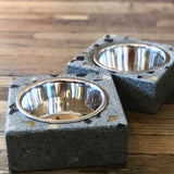 Concrete Pet Bowl w/Removable stainless steel insert