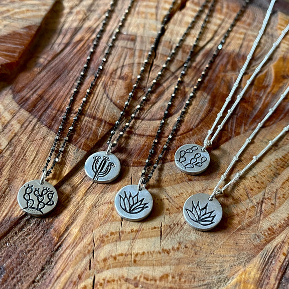 Round Desert Flora Pendants by Cactus Bloom Design