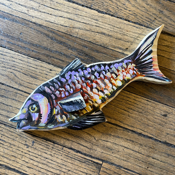 Reclaimed Wood Hand-Painted Fish by Isaac Lange