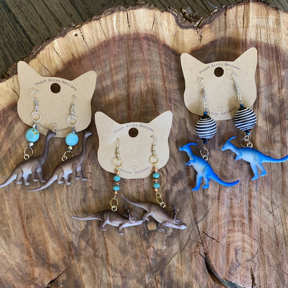 Dinosaur Earrings by Tough Kitty Designs