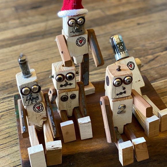 Reclaimed Wood Robots by Isaac Lange