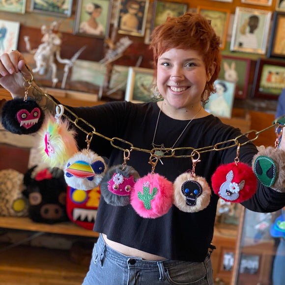 Fuzzy pom 2025 pom keychain