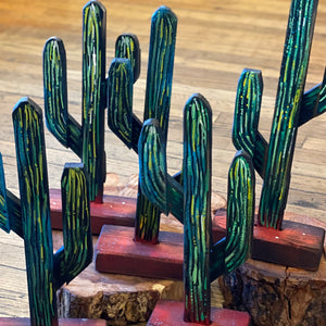 Reclaimed Wood Hand-Painted Saguaros by Isaac Lange